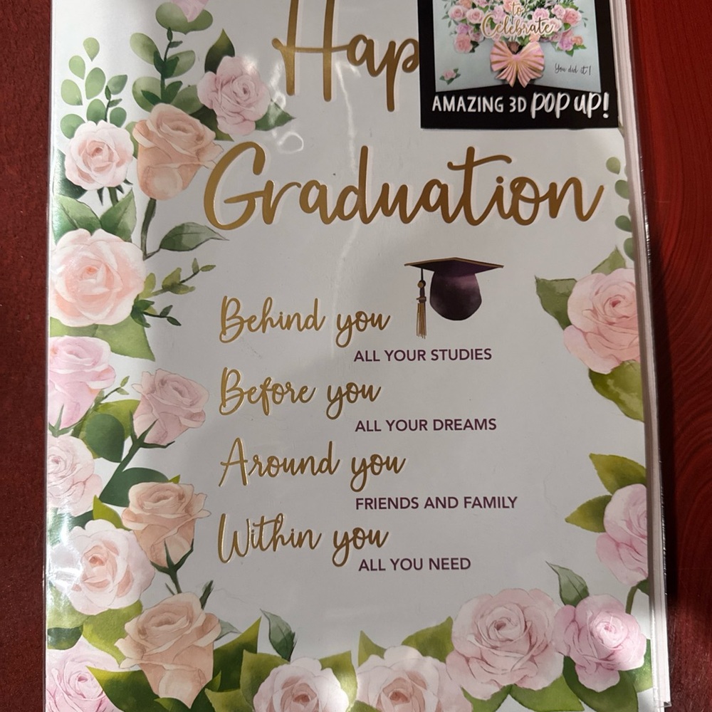 Floral Graduation Card with 3D Pop-Up